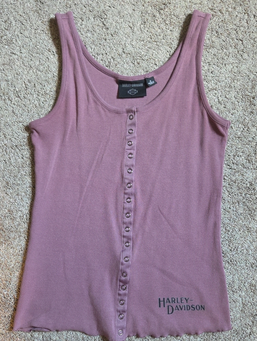 Harley-Davidson Mauve Pink / Purple Ribbed Snap-Front Tank